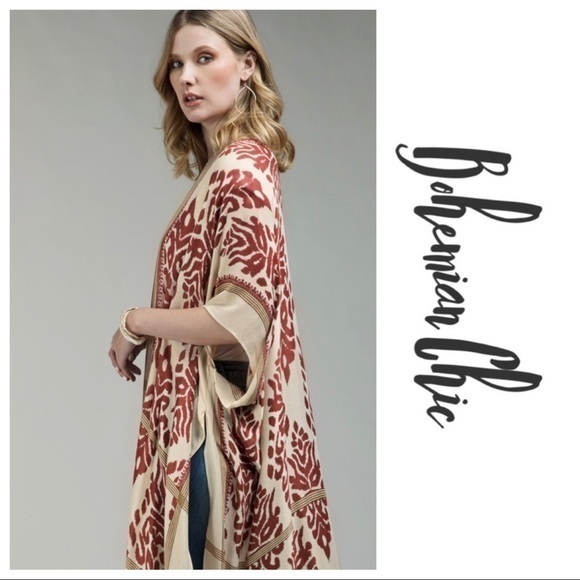 REGGIE-Printed Kimono With Pom Detail - Picture 9 of 12